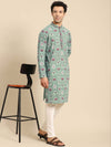 Amodh by Kisah Men Sea Green Kurta (Set of 2)