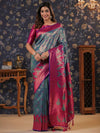 House of Pataudi Ethnic Motifs Woven Design Silk Blend Kanjeevaram Sarees