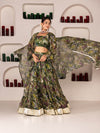 ONEWE INDIA Mehendi Lehenga with Blouse & Dupatta (Set of 3)