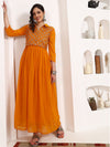 Sangria Shirt Collar Yoke Embroidered Anarkali Kurta