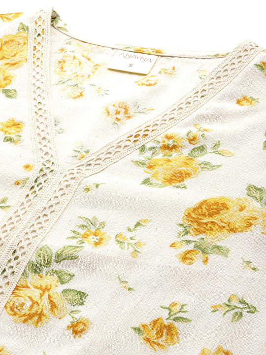 anayna Women Floral Printed Regular Kurta with Dhoti Pants