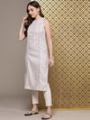 House of Pataudi Self Design Lace Detail Rozana Kurta