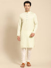 Amodh by Kisah Men Yellow Kurta (Set of 2)