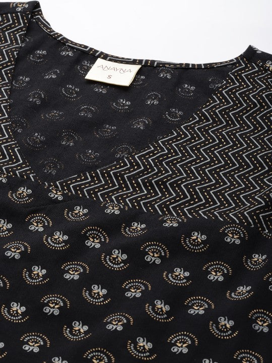 anayna Ethnic Motifs Printed Pure Cotton Kurta with Trousers