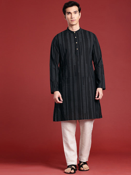 Anouk Men Polka Dot Printed Pure Cotton Kurta