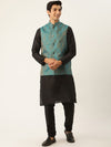 Sojanya Men Black Kurta with Churidar & Nehru Jacket