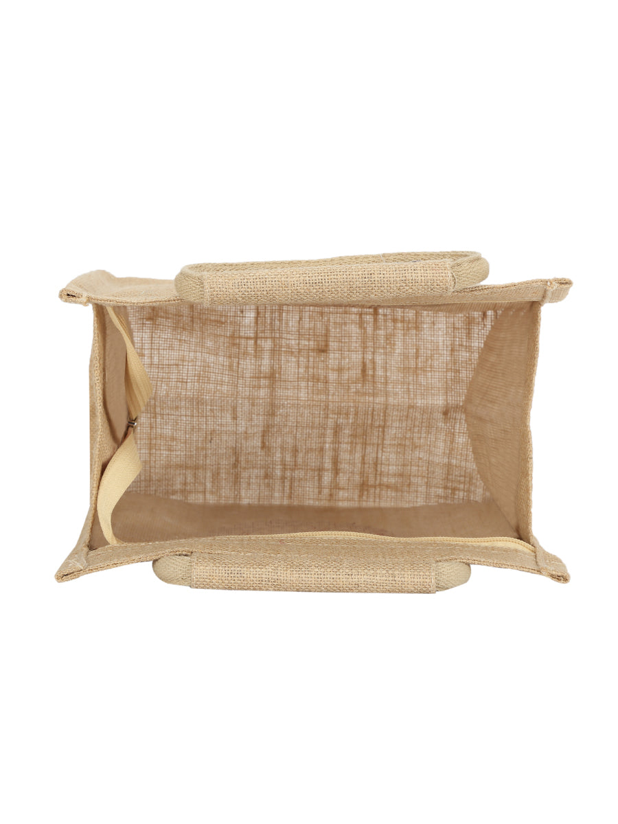 JUTE COTTAGE PAISLEY ZIPPER LUNCH BAG, SUSTAINABLE, ECO-FRIENDLY, 100% GENUINE JUTE, STYLISH (NATURAL 10X10X6)