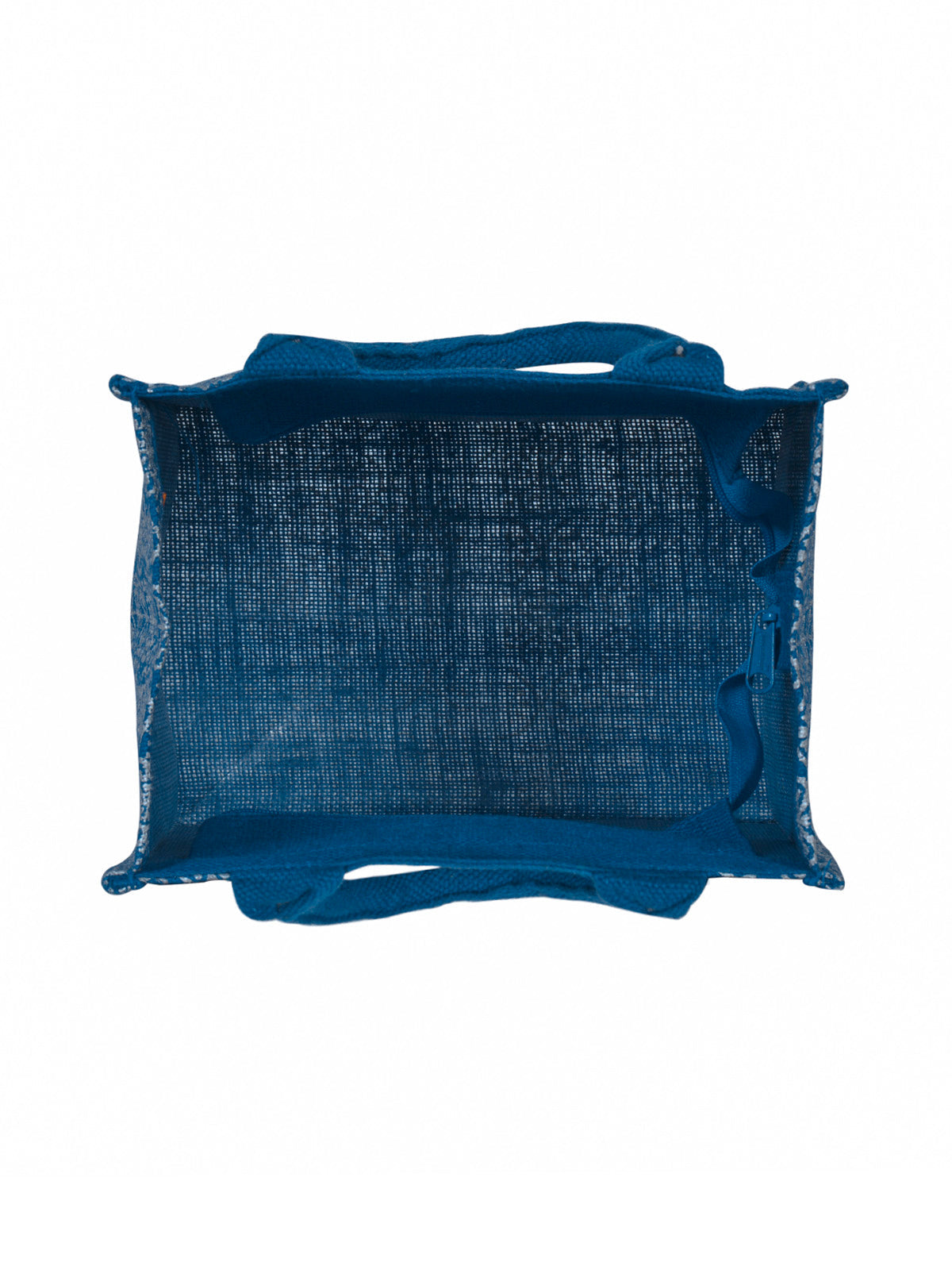 JUTE COTTAGE MUGHAL PRINT ZIPPER LUNCH BAG, SUSTAINABLE, ECO-FRIENDLY, 100% GENUINE JUTE, STYLISH (BLUE 10X10X7)