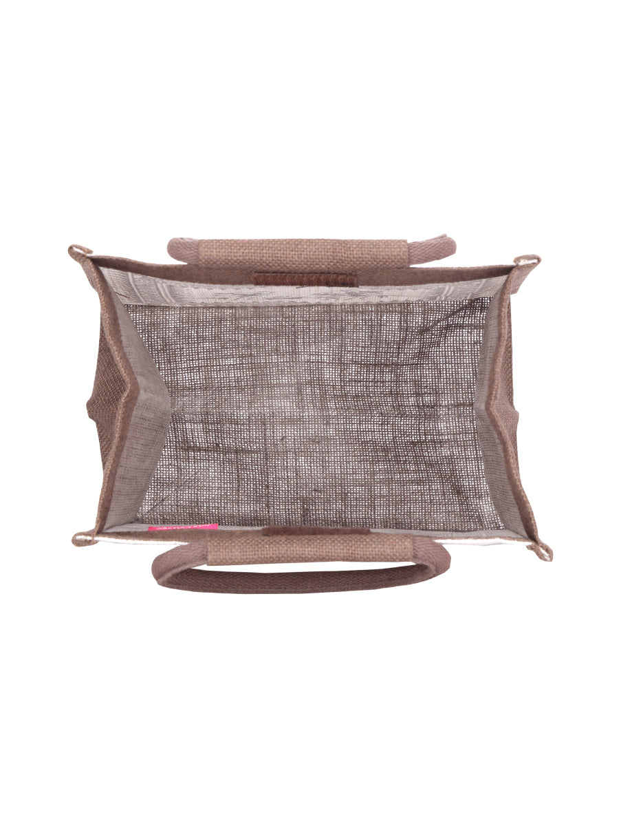 10 X 10 X 7 - WARLI PRINT LUNCH ZIPPER (B-058-BROWN)