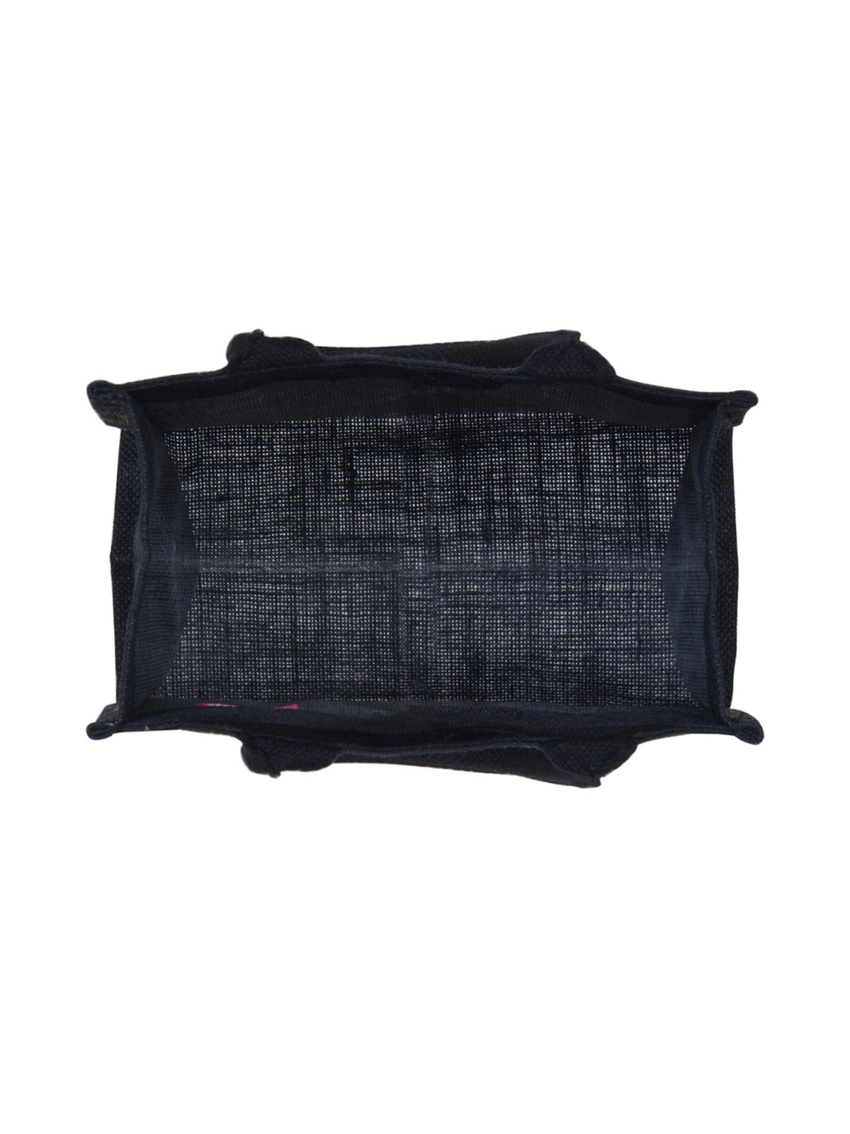 JUTE COTTAGE AZTEC PRINT ZIPPER LUNCH BAG, SUSTAINABLE, ECO-FRIENDLY, STYLISH, 100% GENUINE JUTE (BLACK - 8X10X6)