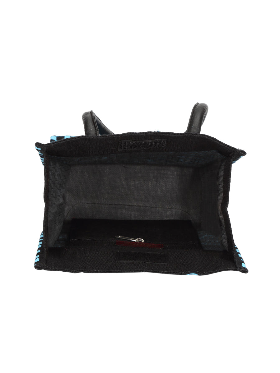 13 X 10 X 8 - CHECK PRINT BIG EYELET LUNCH BAG WITH BOTTOM BOARD (B-044-BLUE/BLACK)