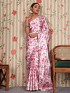 House of Pataudi Floral Printed Satin Saree