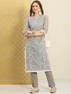 House of Pataudi Ethnic Motifs Embroidered And Checked Thread Work Jashn Kurta