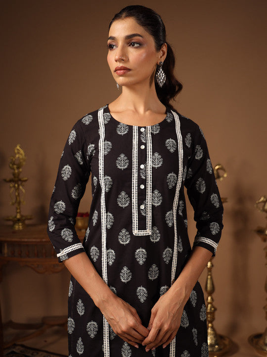 anayna Ethnic Motifs Printed Block Print Kurta