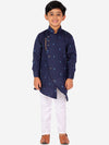 Pro Ethic Style  Developer Boys Navy Blue Angrakha Kurta with Pyjamas