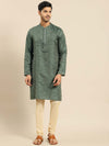 Amodh by Kisah Men Green Kurta (Set of 2)