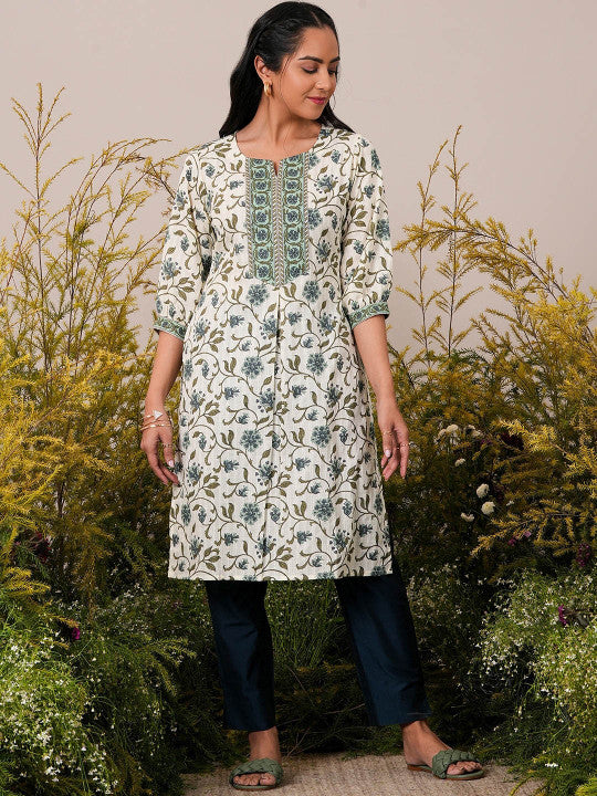 Floral Printed Straight Kurta