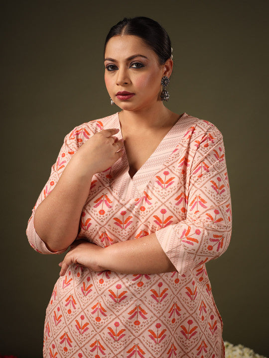 anayna Ethnic Motifs Printed Pure Cotton Kurta with Trousers