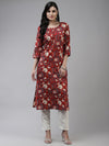 Yufta Women Red & Blue Ethnic Motifs Printed Cotton Kurta - XL