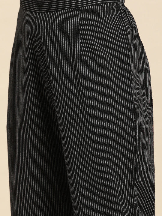 Striped Regular Pure Cotton Kurta with Trousers