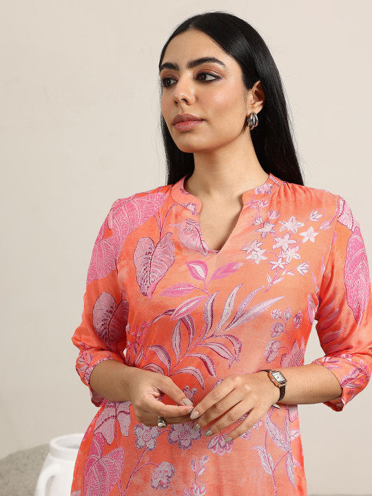 Women Mandarin Collar Printed Tunic