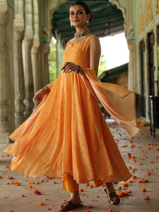 Women Ethnic Motifs Printed Anarkali Kurta with Trousers & Dupatta