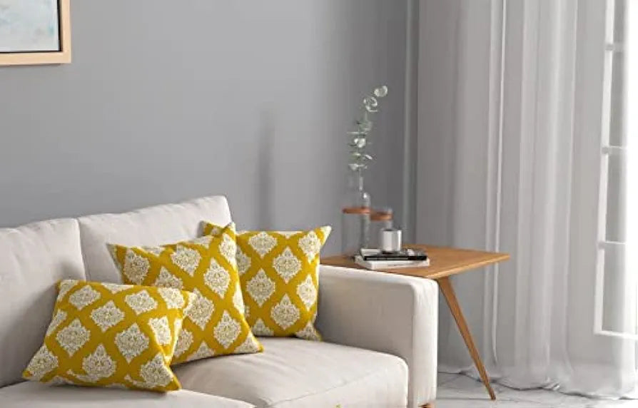 Urban Space Decorative Cotton Cushion Cover Set of 3, 16 inch x 16 inch Cushion Covers for Sofa, Bedroom, Living Room 