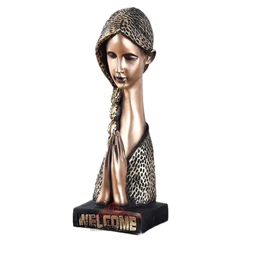 JAIPUR ACE Welcome Lady Polyresin Face Themed Statue Sculptures | Creative Abstract Art Figurine for Home Decor, Living Room Decorative Showpiece Gifting, Interiors 