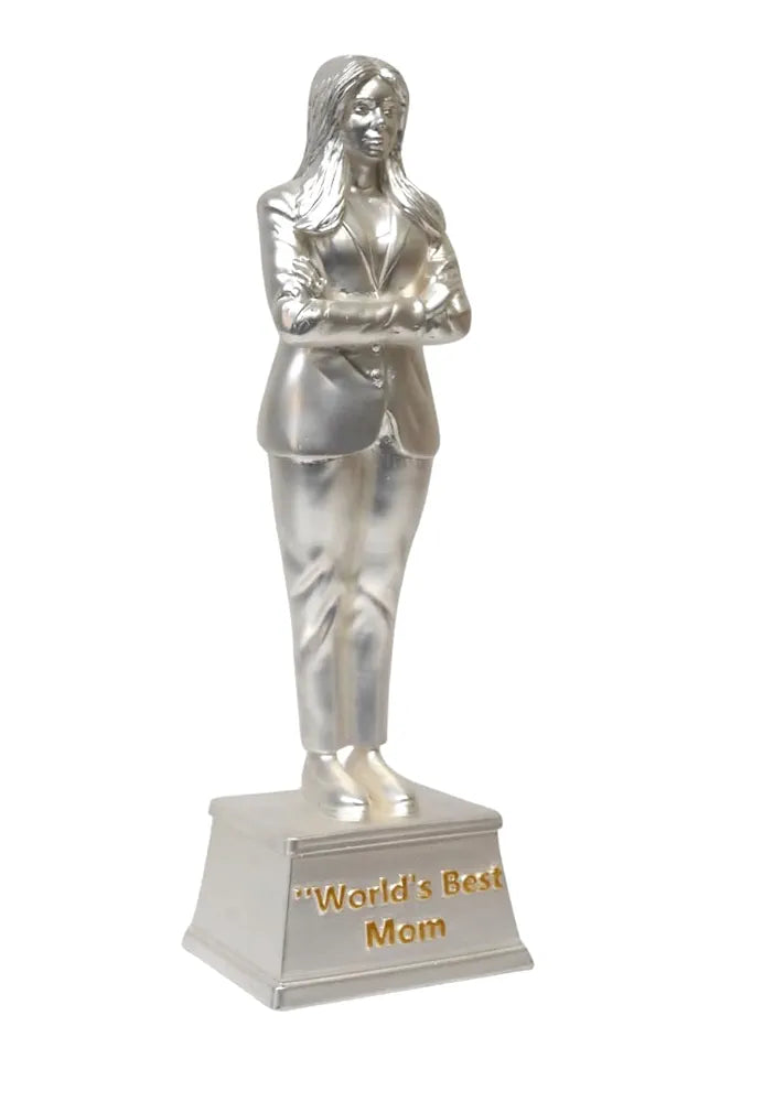 Gold Art India Best Mother Trophy Figurine Silver Plated Matte Finish | Women's Day Gift for Mother | Mothers Birthday Gift | Study Table | Office Desk 9'' Inch