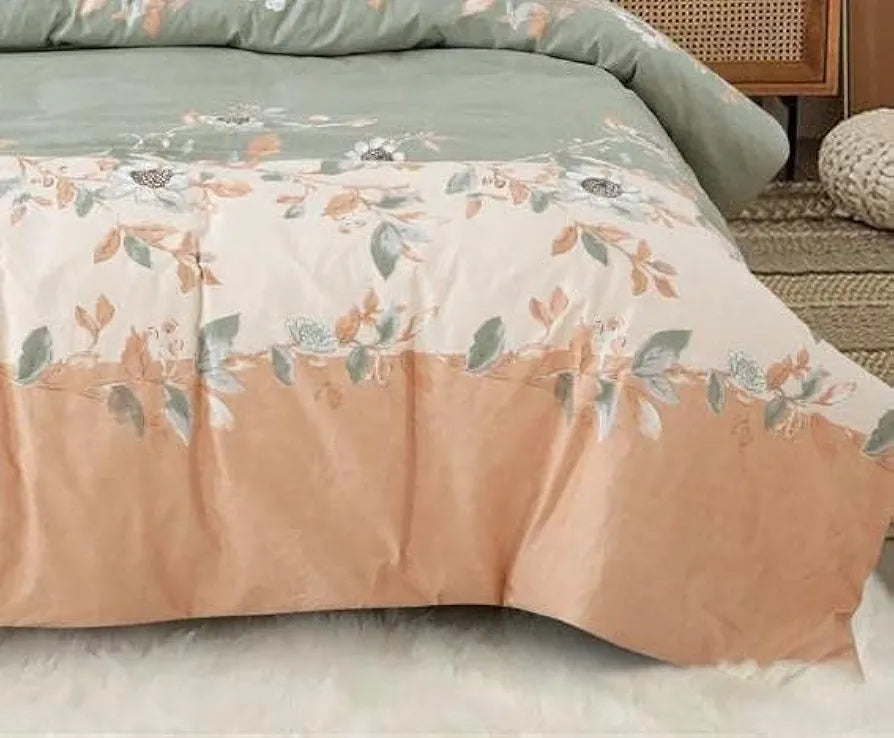 THE HOME STYLE 400 TC Cotton Elastic Fitted All Around Printed Queen Size Double Bed Bedsheet wih 2 Pillow Cover 