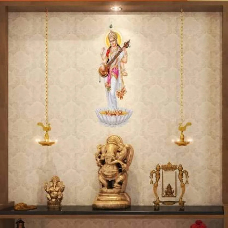 Rangoli White Glossy Vinyl Wall Sticker Premium Self-Adhesive Waterproof Decorative Wall Decal for Bedroom, Living Room, Office & Home Decoration Easy to Apply. Parent-14, Design-7