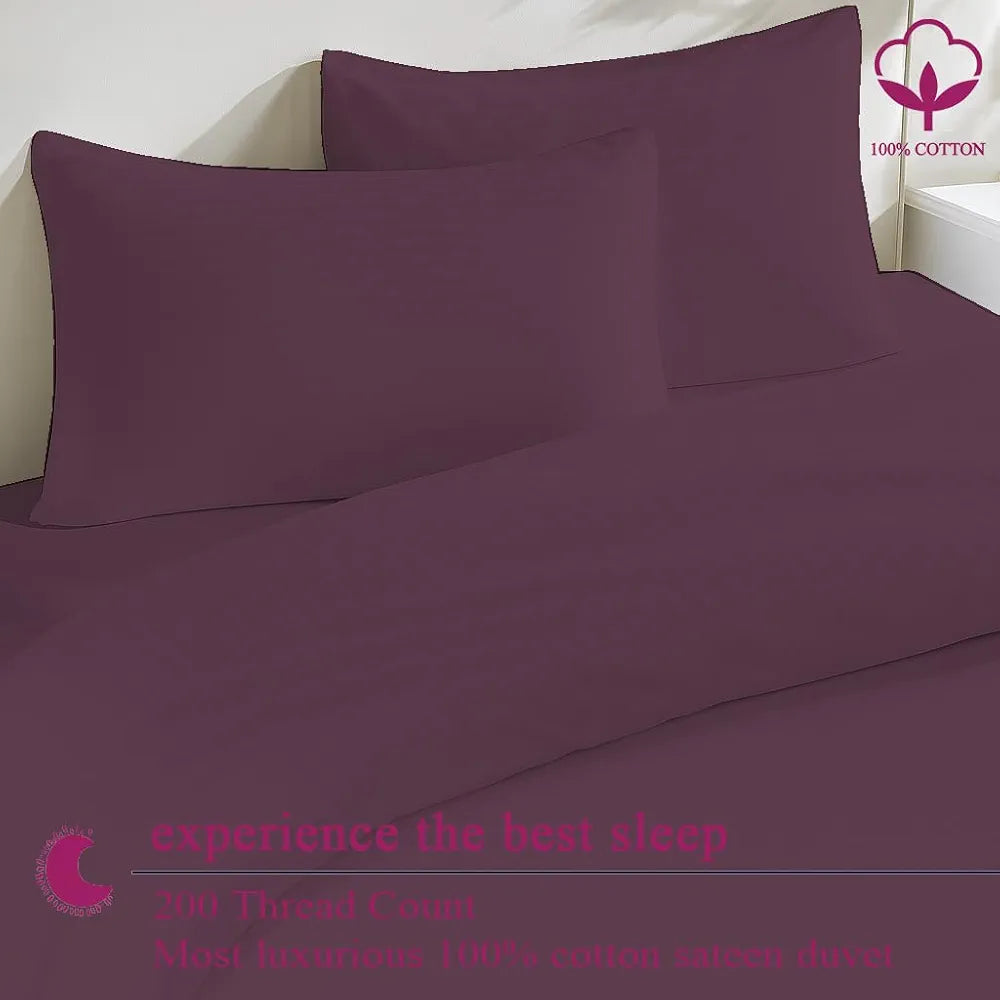 Trance Home Linen Zippered 100% Cotton 200 TC Satin Stripe Queen Duvet Cover Quilt Cover Razai Comforter Cover with 2 Pillow Covers 