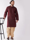 Vastramay Men Burgundy Regular Kurta with Dhoti Pants