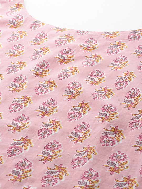 anayna Floral Printed Boat Neck Pure Cotton Kurta With Salwar & Dupatta