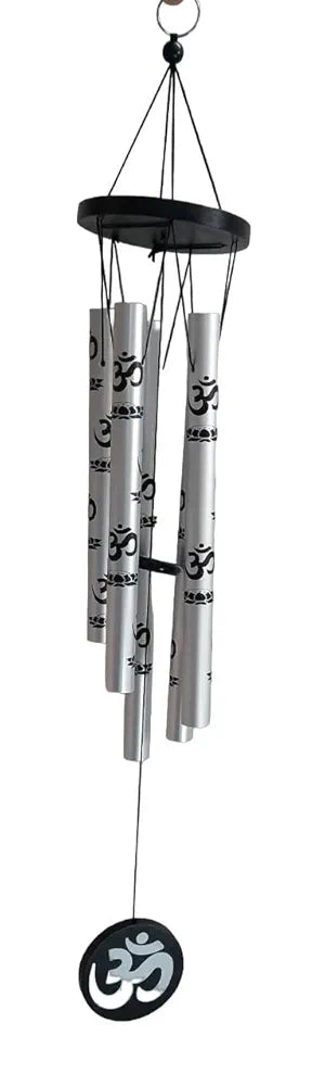 Tej Gifts Feng Shui Metal Wind Chime with Om Printed 5 Pipes for Positive Energy, Decorative Outdoor/Indoor Hanging Bells, Good Luck Chimes for Home/Balcony Decoration 