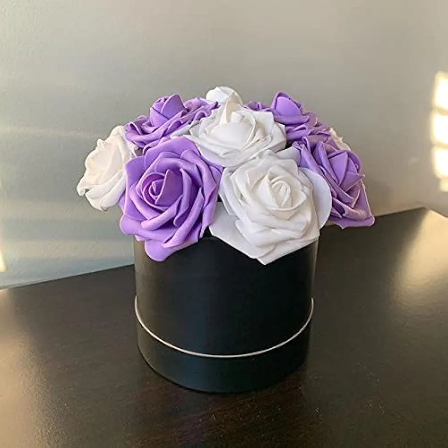 IPOPU 100 Pcs Artificial Rose Flower Heads Real Looking White Foam Fake Roses for DIY Wedding Baby Shower Centerpieces Arrangements Party Tables Home Decorations 