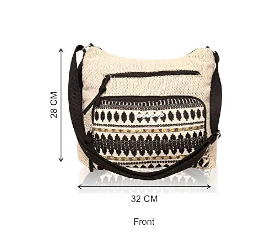 ASTRID Handmade Macrame Flap Over Sling Bag For Girls And Women