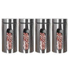 Femora Kitchen Storage Jars Steel Body With See Through Window Jar | 1300 Ml | Set of 4