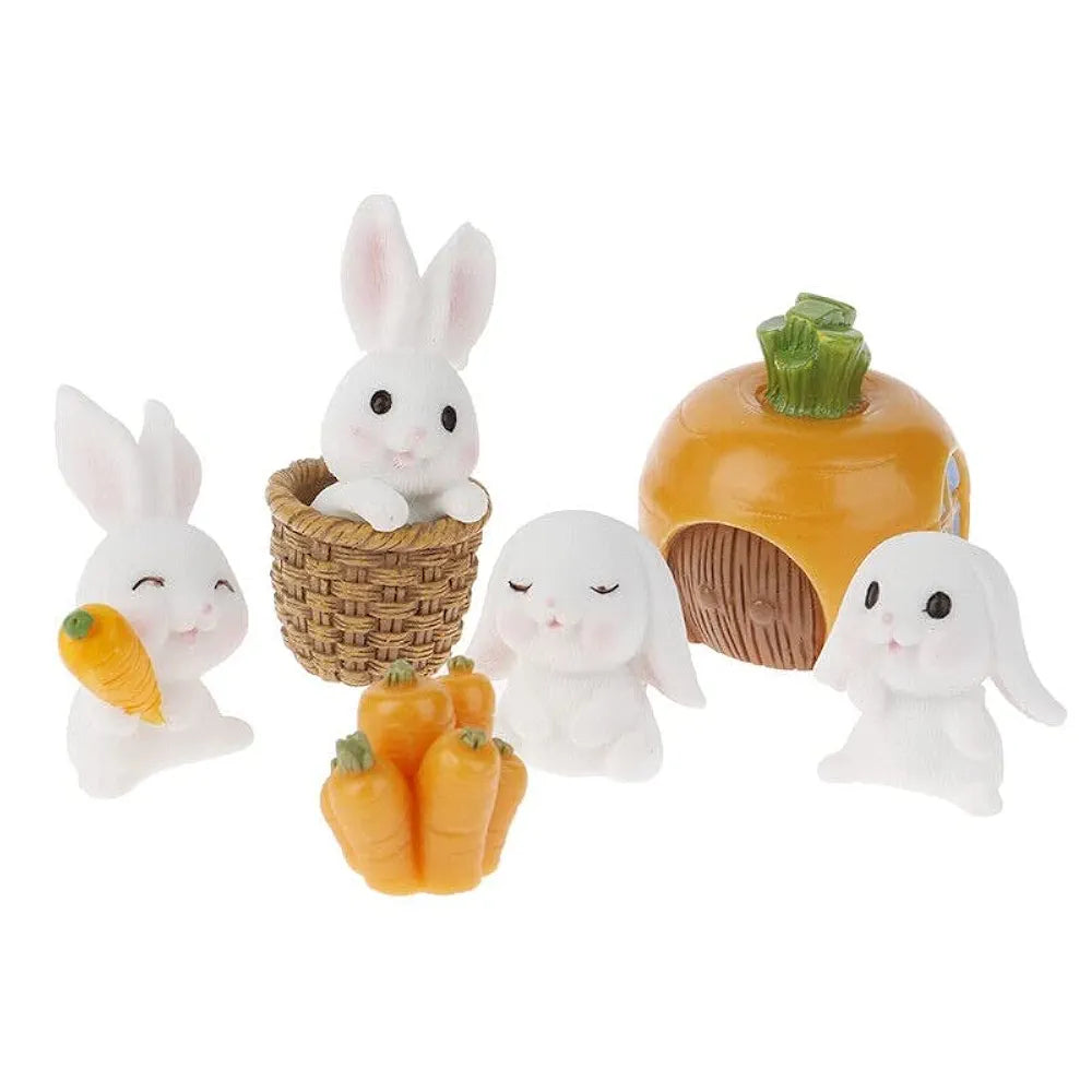 SATYAM KRAFT 1 Set  Resin Rabbit Miniature Figurines | Decorative Showpiece | Gift for Him/Her, Home, Bedroom, Living Room,Table, Car Dashboard| Unique Festive Decor