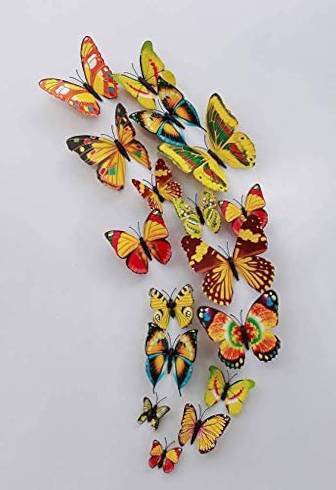 Rangoli Butterfly Wall Stick or Magnet for Home, Office, Kids Room Décor Self Adhesive Removable PVC. Design-17