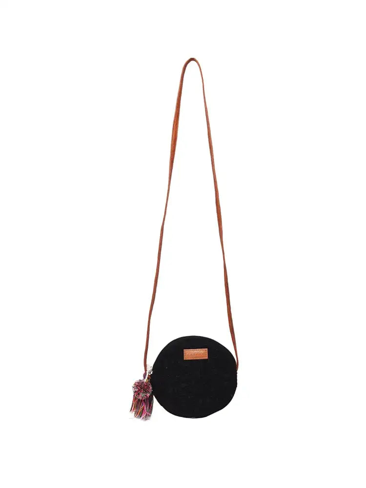 ASTRID Round Textured Sling Bag For Girls With Zip