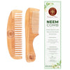 Ayurveda Amrita Organic Rounded Detangle & Rounded Handle Neem Wood Comb | Helps in Dandruff Removal