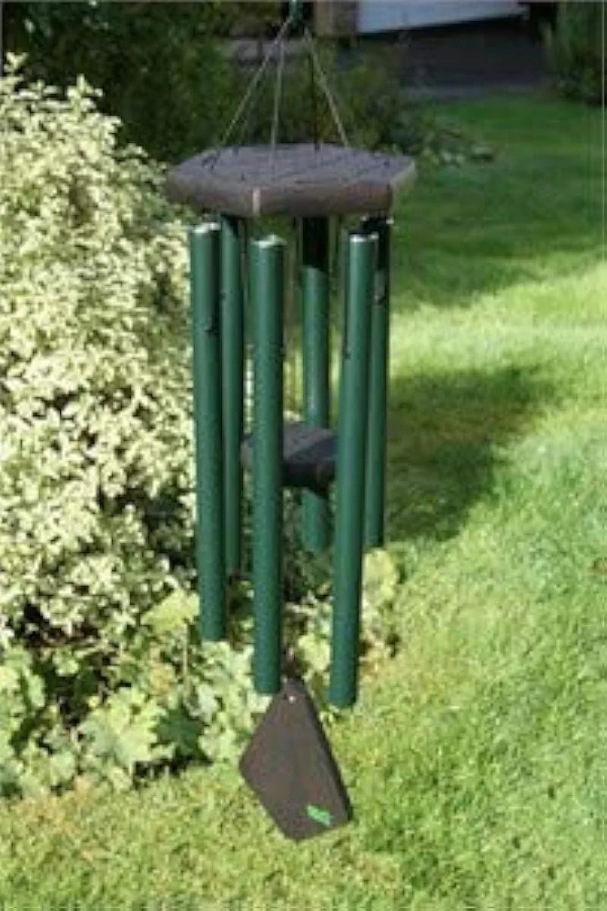 Himalayan Melody Wind Chime Premiere Grande Series Tuned Forest Green 28 Inches Home Decoration Balcony Office Garden Decor Metal 6 Pipes Positive Vibrations