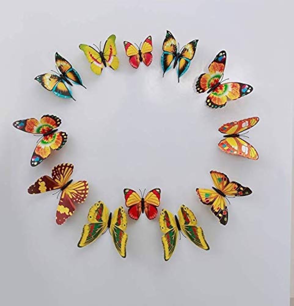 Rangoli Butterfly Wall Stick or Magnet for Home, Office, Kids Room Décor Self Adhesive Removable PVC. Design-17