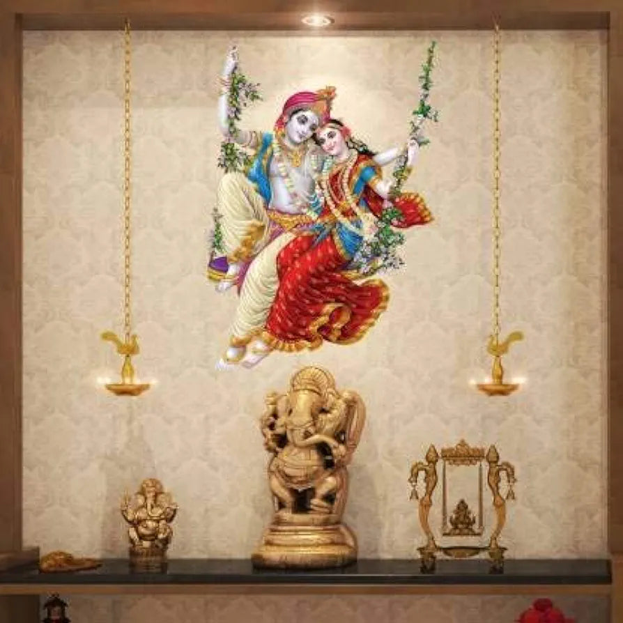 Rangoli White Glossy Vinyl Wall Sticker Premium Self-Adhesive Waterproof Decorative Wall Decal for Bedroom, Living Room, Office & Home Decoration Easy to Apply. Parent-14, Design-13