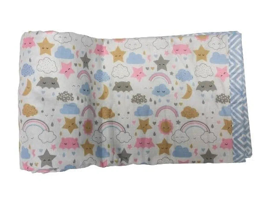 Trance Home Linen Pure Malmal Cotton Multipurpose Baby Dohar | 3-Layered Baby Swaddle | Soft -Lightweight Blanket | Crib Blanket 