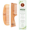 Ayurveda Amrita Organic Rounded Detangle & Handle Neem Wood Comb | Helps in Dandruff Removal