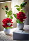 Artificial Rose Flower Set of 2 Roses with Pot Plastic