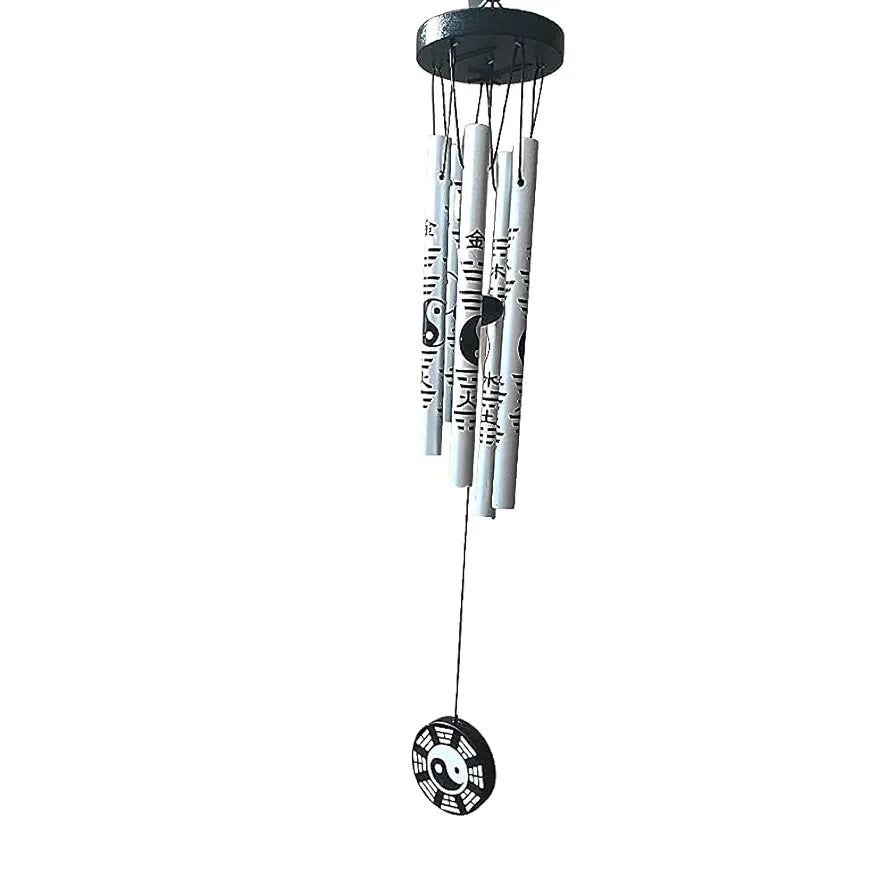 RIPE INDIA Aluminium Feng Shui Vastu Wind Chime 5 Pipe For Balcony Window And Wind Chime 5 Pipe Positive Energy 45 Cm, SILVER