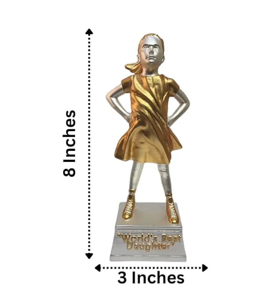 Gold Art India Daughter Figurine Two Tone Matte | Girls Gifting for Birthday | Gift for Young Girl | Women's Day Gift | Study Table | Office Desk 